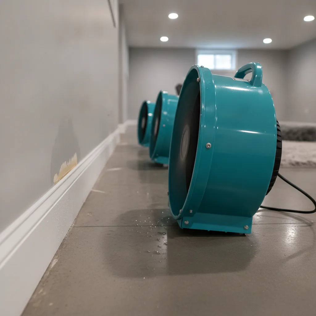 Basement Flood Cleanup in Central Kentucky — detail